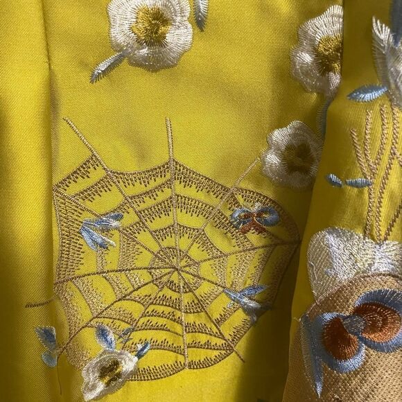 ESME VIE Silk Blend Yellow Gold Sleeveless Embroidered Dress Size 8 - Picture 5 of 10